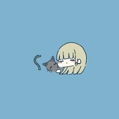 ゆるキャラ風アイコンの作例（黒猫と女の子）