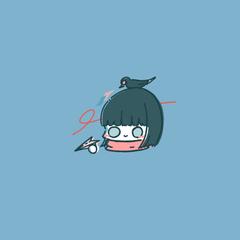 ゆるキャラ風アイコンの作例(紙飛行機をもつ女の子)