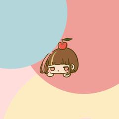 ゆるキャラ風アイコン作例(りんごと女の子)