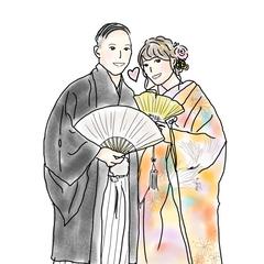 和装ウェディングイラスト