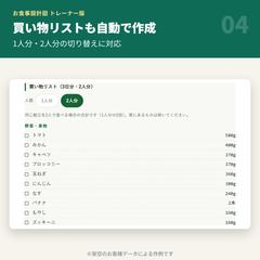 トレーナー向け献立作成ツール④
