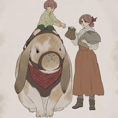 動物+人物立ち絵イラスト