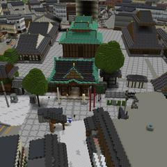 柴又の町と帝釈天を教育版マイクラで再現