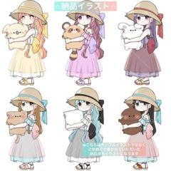 【ご依頼イラスト】夏の麦わら量産納品イラスト