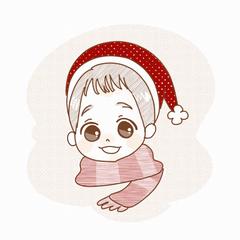 サンタ帽の お子様