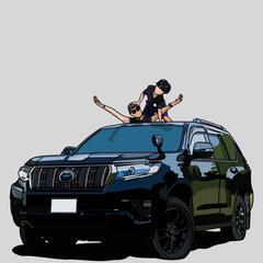 愛車と人物イラスト