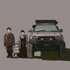 愛車と家族イラスト