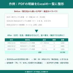PDFの明細をExcelの一覧に入力・整形（作例）