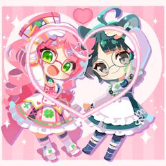 『愛梨嬢様』『温井むした様』ミニキャライラスト