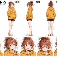 天野ラク｜キャラクター三面図・表情集