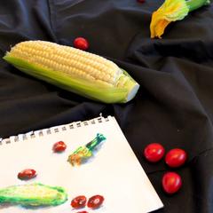 素材に着目した絵を描く