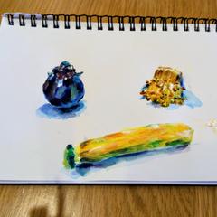 季節の野菜を描きます