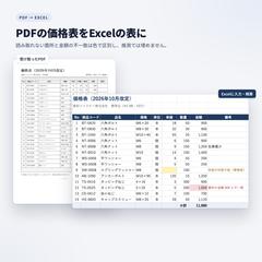 PDFの価格表をExcelの表に（検算つき）