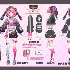 Vtuberキャラクターデザイン・三面図