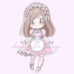 メイド服を着ているデフォルメキャラクター