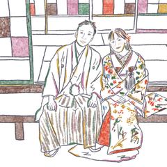 ご結婚報告の葉書に使用するイラストご依頼