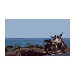 RnineT scrambler.海を望む農道にて。
