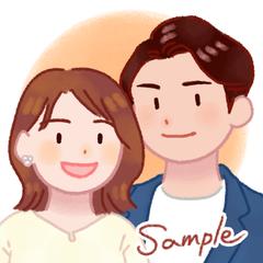 ほっこりとした【シンプルスタイル】の似顔絵 ２名
