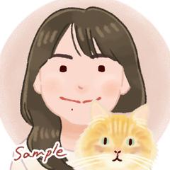 優しく馴染む【ゆるふわスタイル】の似顔絵　ペットとご一緒に