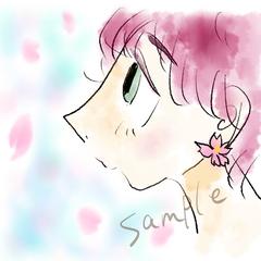 桜と女性