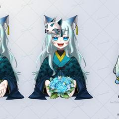 【お祝いイラスト】衣装デザイン・等身＆デフォルメ制作