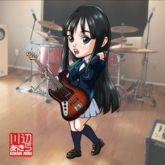 【似顔絵イラスト】ギターを持つ女性キャラクター（楽器対応）