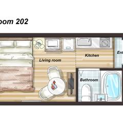 間取り図　カラー平面図　ワンルーム
