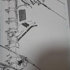 ボールペン画の電柱です。