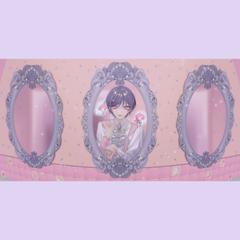 一枚絵 男の子と妖精のお化粧直しイラスト