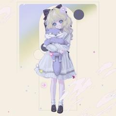 TRPG用立ち絵　ぬいぐるみを抱きしめる少女