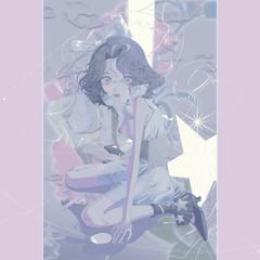 イラスト　星を抱える少女