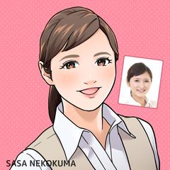 オフィス服の女性の似顔絵