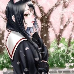 桜舞う卒業式