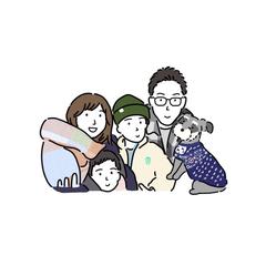 ご家族の記念写真の似顔絵イラスト