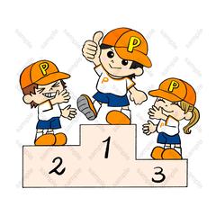 表彰台に登壇する子ども達