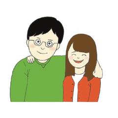 結婚式に使う夫婦の似顔絵作成