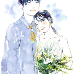 実例：結婚式での花嫁花婿の2ショット