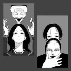 モノクロでミステリアスなイラスト