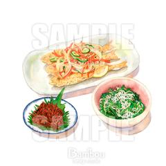 水彩イラスト｜料理（小魚料理）