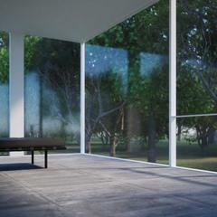 ミースファンデルローエ　ファンズワース邸　3DCG内観パース