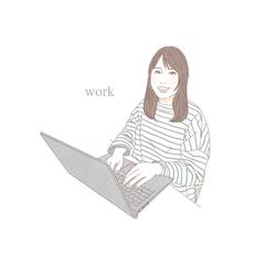 パソコンに向かう女性のイラスト