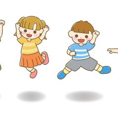 子どもたちが飛び跳ねているシンプルなイラスト