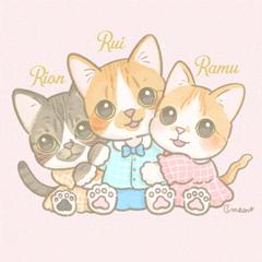 ペットイラスト　猫3匹