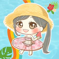浮輪を持つ女の子