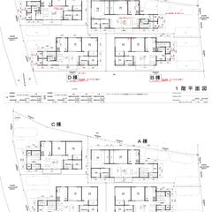 狭小地に４棟の長屋(2住戸)の計画