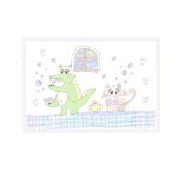 歯磨きをしてるワニさんとひよこさんと猫さん。