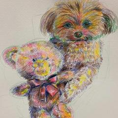 犬とぬいぐるみ