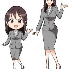 【サンプル】ミニキャラ、等身大描き分けキャラクター表