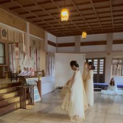 神社での奉納舞　クリスタルボウル演奏