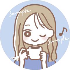 コーヒーを飲みリラックスしてる女性のアイコン